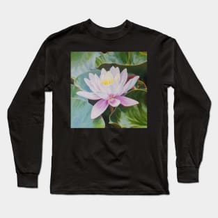 Transcend - water lily painting Long Sleeve T-Shirt